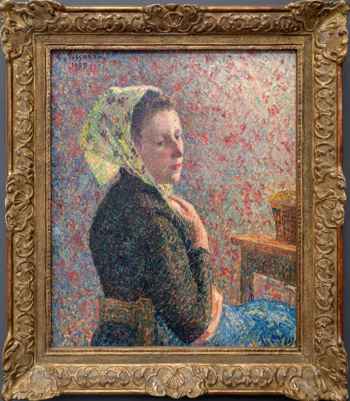 Woman wearing a green headscarf- Camille Pissarro