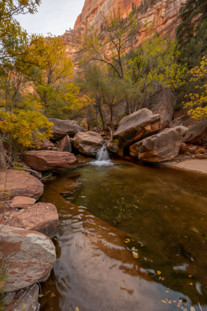 River and Small Waterfall, Zion National Park